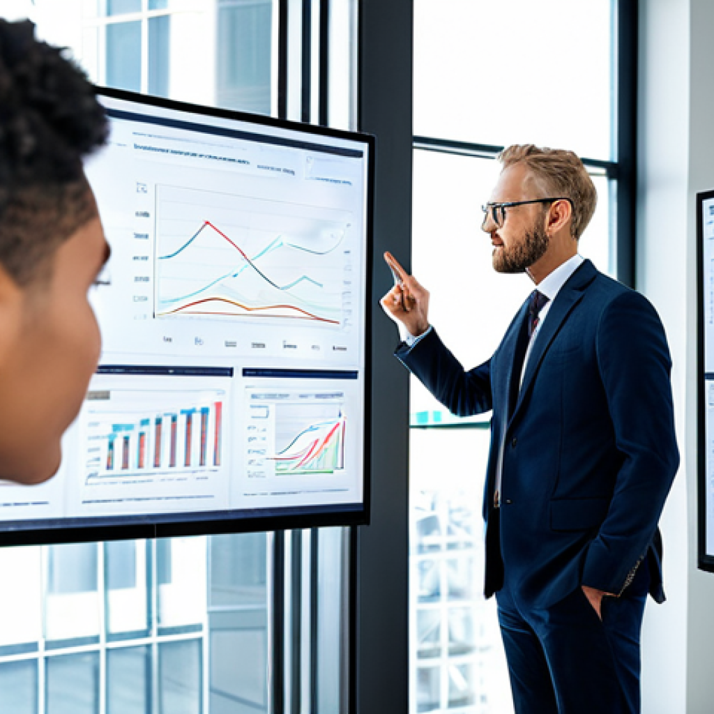 A diverse group of professional business executives in modern, modest business attire, gathered around a large interactive screen displaying complex data visualizations and charts. They are engaged in a collaborative brainstorming session, discussing strategies and formulating hypotheses with focused expressions. The office environment is bright, clean, and technologically advanced, reflecting innovation and data-driven decision-making. The scene emphasizes teamwork and intellectual curiosity. Fully clothed, appropriate content, professional, safe for work, perfect anatomy, correct proportions, natural poses, well-formed hands, proper finger count, natural body proportions, high-resolution, professional photography.