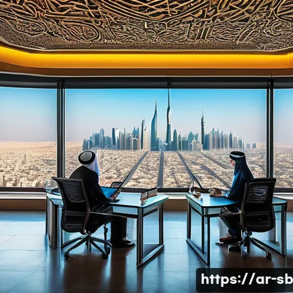 연구 결과의 정책적 활용 - A modern Arabic government office setting where diverse policymakers, including men and women dresse...